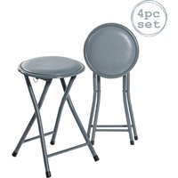 Harbour Housewares Padded Folding Stools Pack of 4 in Grey