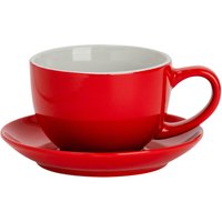 2pc Coloured Cappuccino Cup & Saucer Set Durable Stoneware Tea Cup