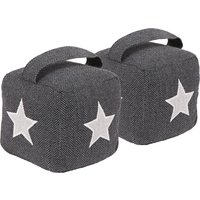 Nicola Spring Herringbone Door Stops - 16 x 16cm - Star - Pack of 2 in Grey | Size: 16 x 16 cm
