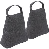 Nicola Spring Herringbone Door Stop - 23 x 22.5cm - Grey - Pack of 2 | Size: 23 x 22.5 cm