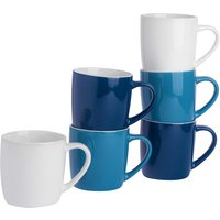 Argon Tableware 6x Coloured Coffee Mugs - 350ml - Ocean Waves - Durable Stoneware Latte Tea Cup