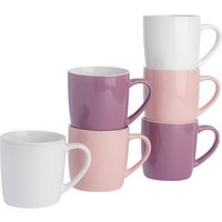 Argon Tableware 6x Coloured Coffee Mugs - 350ml - Gradient - Durable Stoneware Latte Tea Cup