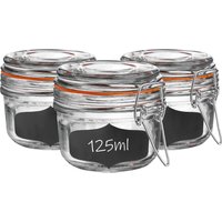 Argon Tableware 6x Glass Storage Jar & Labels Set - 125ml/4.2oz in Clear