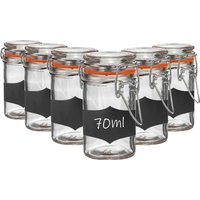 Argon Tableware 6x Glass Storage Jars & Labels Set - 70ml/2.5oz in Clear