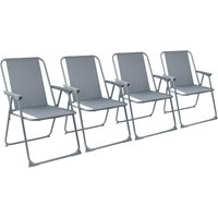 Harbour Housewares Folding Metal Beach Chairs Pack of 4 in Grey