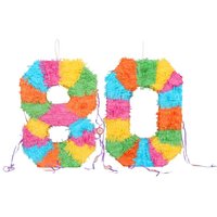 Fax Potato Pinata Set with Stick & Blindfold 80th Birthday / Anniversary Rainbow