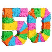 Fax Potato Pinata Set with Stick & Blindfold 50th Birthday / Anniversary Rainbow