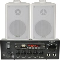 Loops 110W Bluetooth Amplifier & 2x 60W White Wall Speakers Wireless Bedroom HiFi Kit