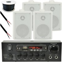 Loops Outdoor Bluetooth Speaker Kit 4x White Karaoke Stereo Amp Garden BBQ Parties
