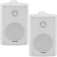 Loops (PAIR) 2x 3" 60W White Outdoor Rated Speakers Wall Mounted HiFi 8Ohm & 100V