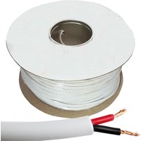 Loops 50m Double Insulated Speaker Cable 2.01mm ² White 100V Volt PA System Reel Drum