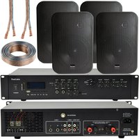 Loops 400W Bluetooth Sound System 4x Black 200W Wall Speaker Channel HiFi Amplifier