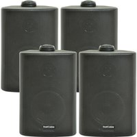 Loops 4x 3 60W Black Outdoor Rated Garden Wall Speakers Wall Mounted HiFi 8Ohm & 100V