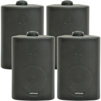 Loops 4x 6.5" 120W Black Outdoor Rated Garden Wall Speakers Wall Mounted 8Ohm & 100V