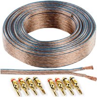 Loops 25m Speaker Cable & 8x Gold Banana Plugs - 1.5mm Wire Binding Post Amp HiFi CCA…