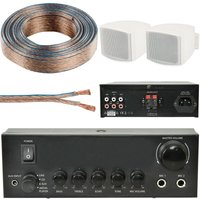 Loops 110W Stereo Amplifier System Kit 2x Background Wall Speaker Bedroom Office AUX