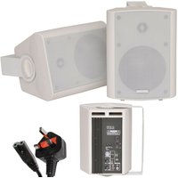 Loops Pair of White 60W Powered/Active Wall Speakers Satellite Stereo Home Cinema HiFi