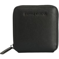 Smith and Canova Women's Smooth Leather Square Zip Purse in Black