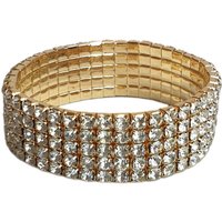 Paulo Due 5 Row Stretchy Diamante Bracelet in Gold