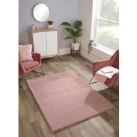 The Linen Consultancy TLC 5 Star Hotel Concept Luxury Faux Fur Blush Rug in Pink | Size: 133 cm diameter