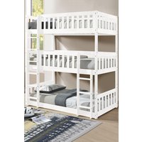 Rest Relax Lydia Triple Bunk Bed with Foam Mattresses in White | Size: Single