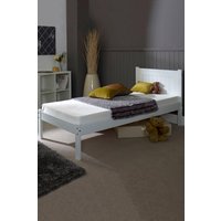 Rest Relax Clifton Wooden Bed, White, Slatted Bed Frame in White | Size: Small Double