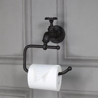 Melody Maison Rustic Metal Tap Toilet Roll Holder 19cm X 21cm in Dark Brown | Size: 19 cm X 21 cm