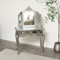 Melody Maison Mirrored Dressing Table & Vanity Mirror - Tiffany Range in Metallic Silver