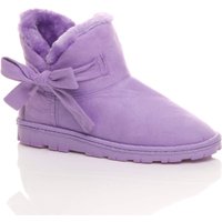 AJVANI Women's Flat Heel Faux Fur Lined Ankle Boots Faux Suede Slippers in Lilac | Size: 5