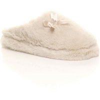 AJVANI Women's Fluffy Mule Slippers in Beige | Size: 4
