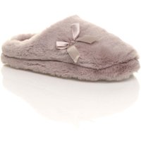 AJVANI Women's Fluffy Mule Slippers in Taupe | Size: 9
