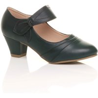 AJVANI Women's Mid Heel Comfort Mary Jane Court Shoes in Dark Green | Size: 8