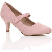 AJVANI Women's Mid Heel Mary Jane Court Shoes in Pale Pink | Size: 6