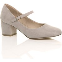 AJVANI Women's Mid Block Heel Mary Jane Court Shoes in Grey | Size: 5