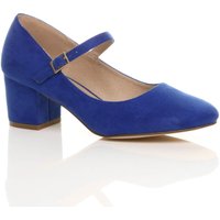 AJVANI Women's Mid Block Heel Mary Jane Court Shoes in Cobalt | Size: 7