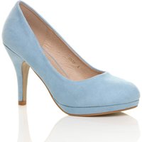 AJVANI Women's Mid High Heel Court Shoes in Baby Blue | Size: 5