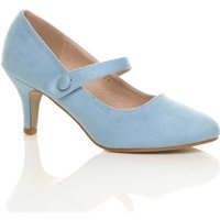 AJVANI Women's Mid Heel Mary Jane Court Shoes in Baby Blue | Size: 8