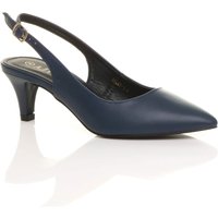 AJVANI Women's Mid Heel Slingback Pointed Toe Court Shoes in Navy | Size: 4