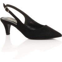 AJVANI Women's Mid Heel Slingback Pointed Toe Court Shoes in Black | Size: 8