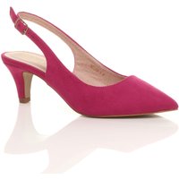 AJVANI Women's Mid Heel Slingback Pointed Toe Court Shoes in Fuchsia | Size: 5