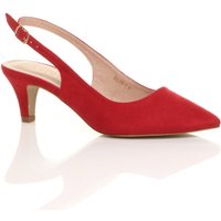 AJVANI Women's Mid Heel Slingback Pointed Toe Court Shoes in Red | Size: 6