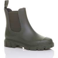 AJVANI Women's Low Heel Chelsea Ankle Boots Wellingtons Wellies in Khaki | Size: 3
