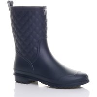 AJVANI Women's Low Heel Waterproof Wellingtons Quilted Ankle Boots Wellies in Navy | Size: 8