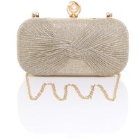 AJVANI Women's Glitter Ruched Evening Clutch Bag in Gold