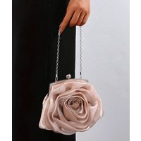 AJVANI Women's Flower Rose Ruffle Wedding Evening Clutch Bag in Rose Gold