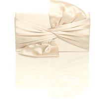 AJVANI Women's Evening Wedding Bridal Satin Prom Party Clutch Shoulder Bag in Ivory