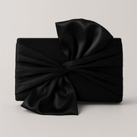 AJVANI Women's Evening Wedding Bridal Satin Prom Party Clutch Shoulder Bag in Black