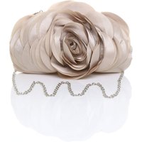 AJVANI Women's Evening Shoulder Satin Wedding Prom Party Clutch Bag in Rose Gold