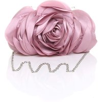 AJVANI Women's Evening Shoulder Satin Wedding Prom Party Clutch Bag in Pink