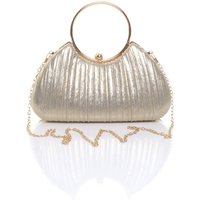 AJVANI Women's Satin Pleated Wedding Bridal Prom Party Clutch Handbag in Gold